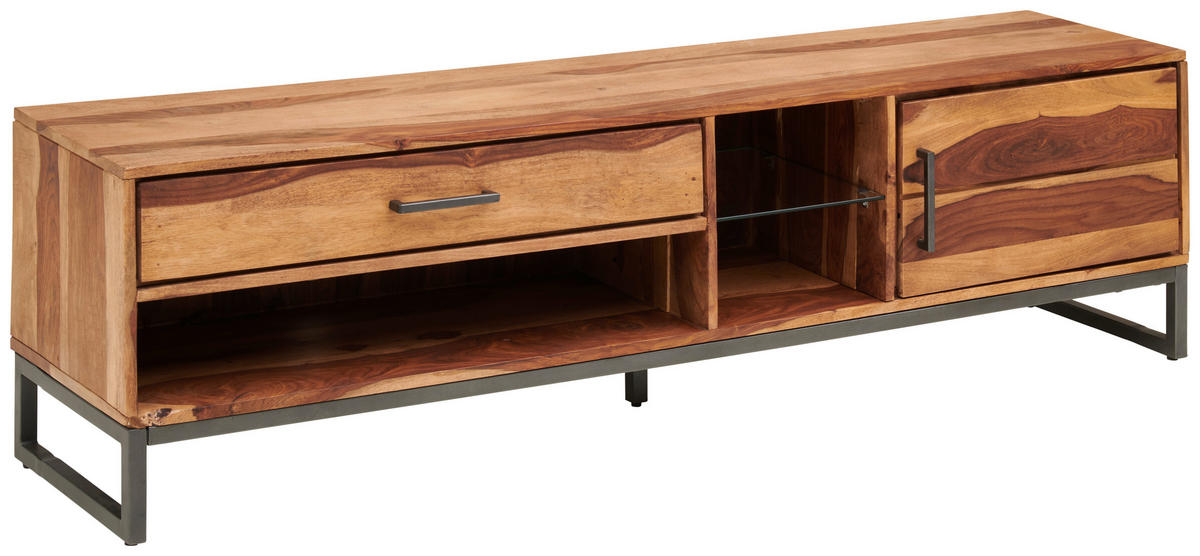 LOWBOARD Craft Line  in 175/49/40 cm  - Anthrazit/Naturfarben, LIFESTYLE, Glas/Holz (175/49/40cm) - MID.YOU