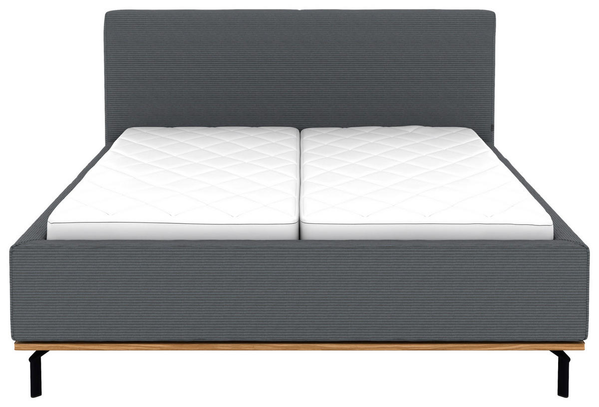 POLSTERBETT Matratze, Lattenrost, Bettkasten 180/200 cm  in Grau  - Graphitfarben/Weiß, Design, Holz/Textil (180/200cm) - Musterring