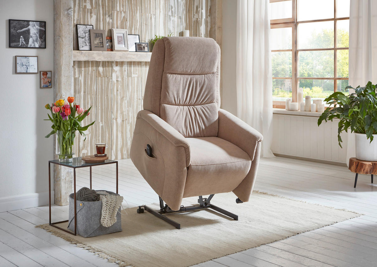 FERNSEHSESSEL in Mikrofaser Beige  - Beige/Schwarz, KONVENTIONELL, Kunststoff/Textil (70/105/88cm) - Valdera