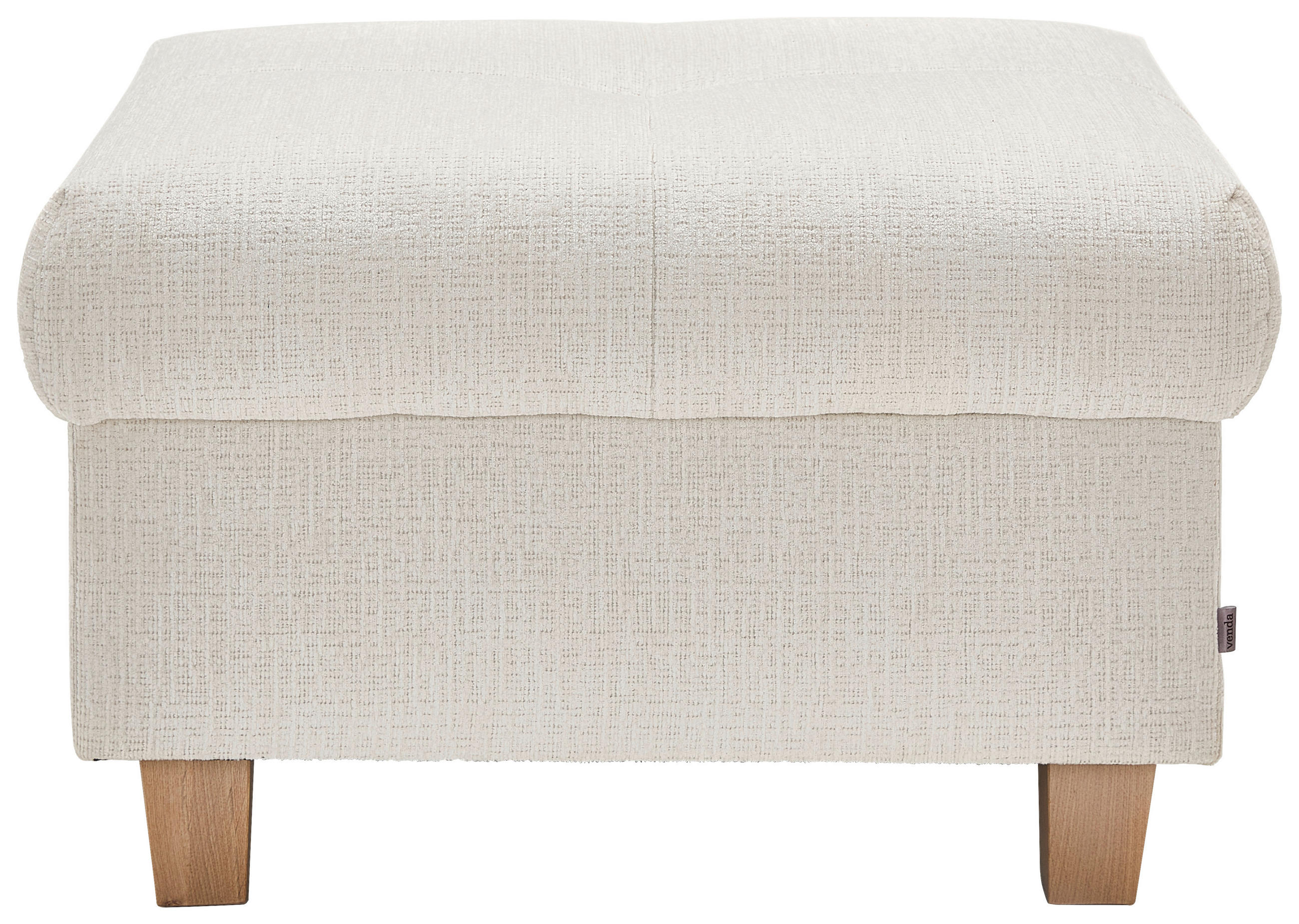HOCKER Samt Creme  - Creme/Naturfarben, Design, Holz/Textil (71/46/57cm) - Venda