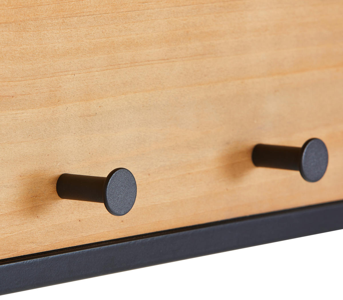 WANDGARDEROBE  in Tanne vollmassiv Naturfarben, Schwarz  - Schwarz/Naturfarben, Design, Holz/Metall (79/22/20cm) - MID.YOU