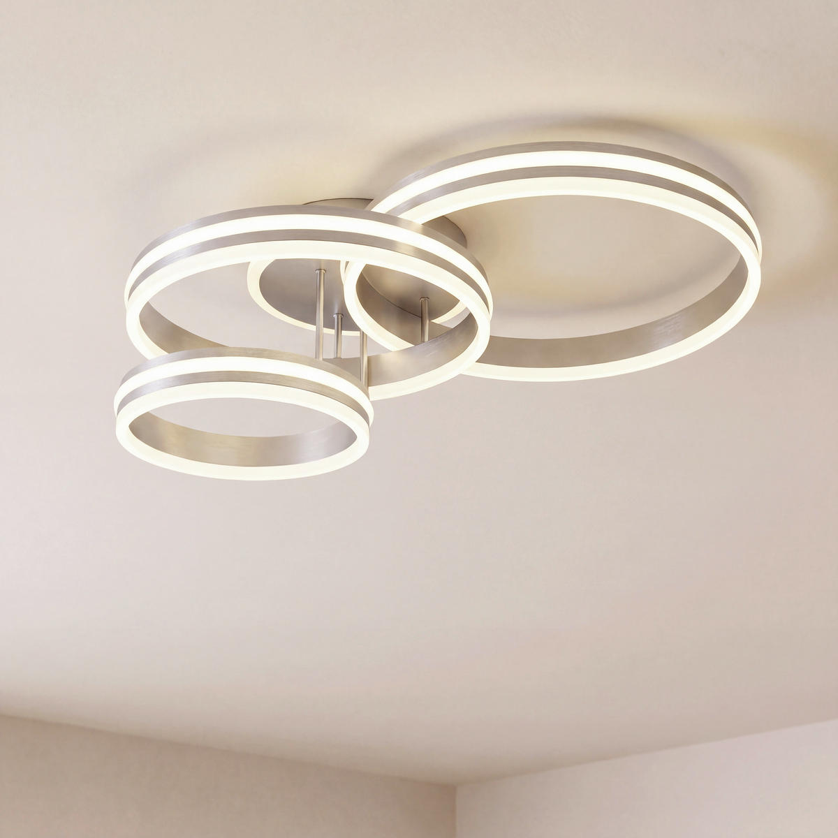 LED-DECKENLEUCHTE Andromeda 80/60/20 cm   - Opal/Grau, Design, Kunststoff/Metall (80/60/20cm) - Novel