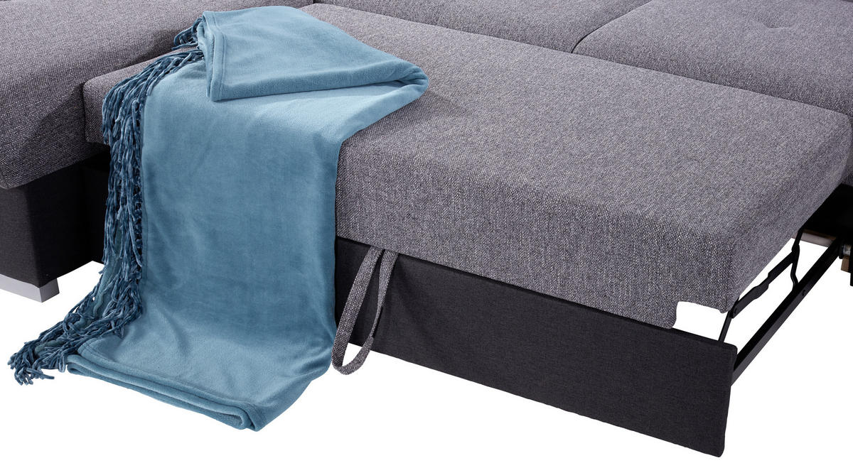 ECKSOFA in Webstoff Graphitfarben, Grau  - Silberfarben/Graphitfarben, Konventionell, Holz/Textil (203/286cm) - Livetastic