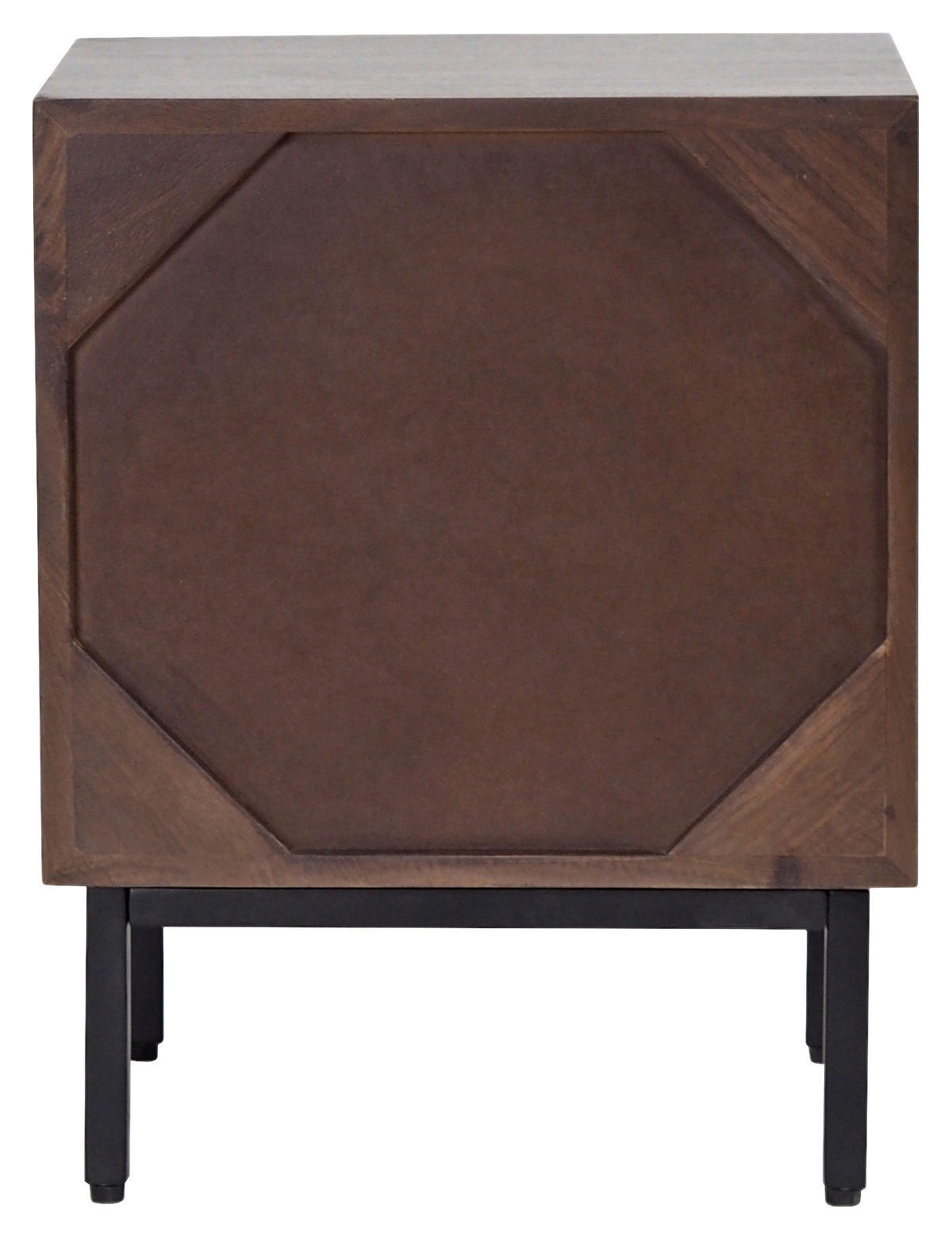 ÉJJELISZEKRÉNY keményfa mangófa diószínű  - fekete/diószínű, Modern, fa/fém (40/50/35cm) - MID.YOU