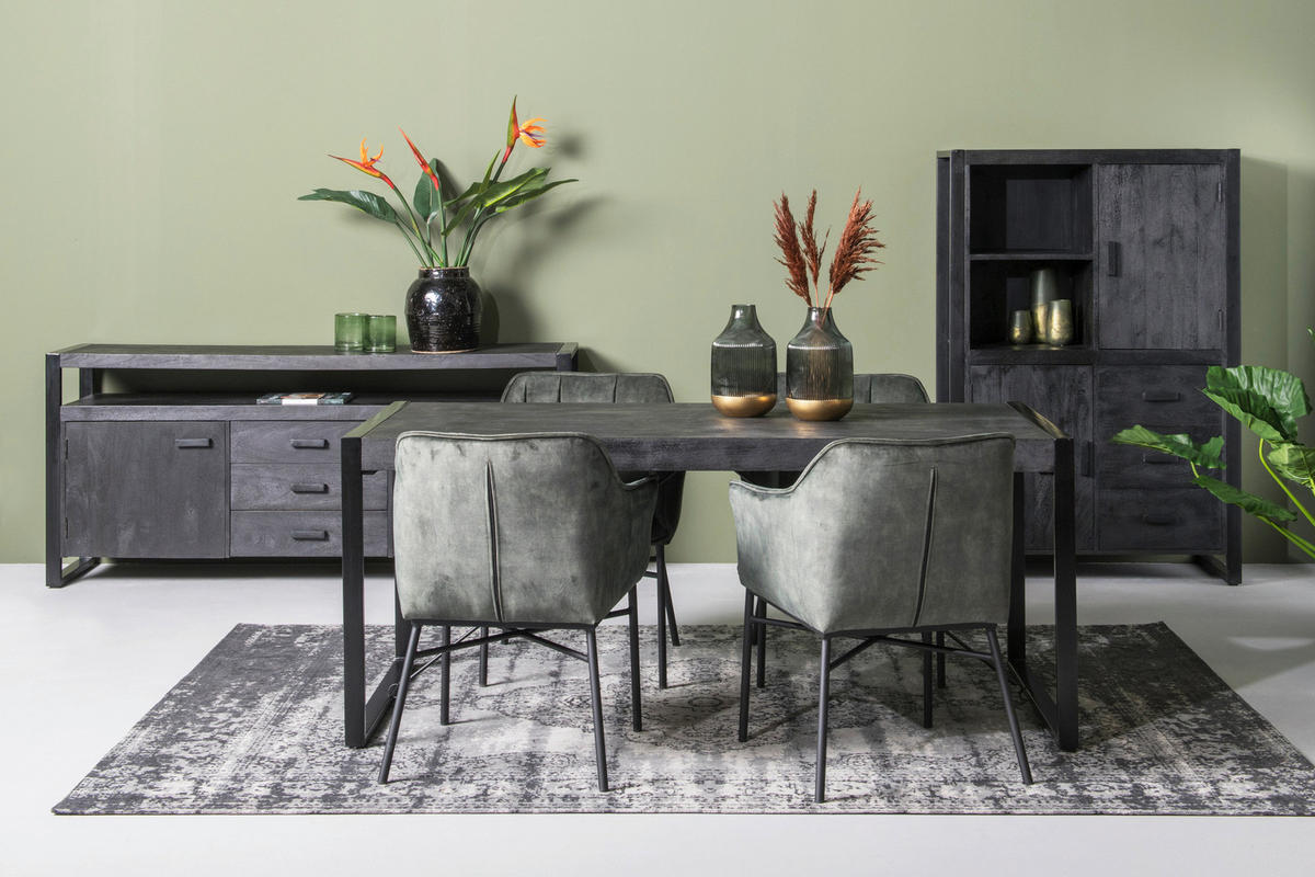 SIDEBOARD Norris 180/80/43 cm 3 Schublade(n)  - Schwarz, Basics, Holz/Metall (180/80/43cm) - Livetastic
