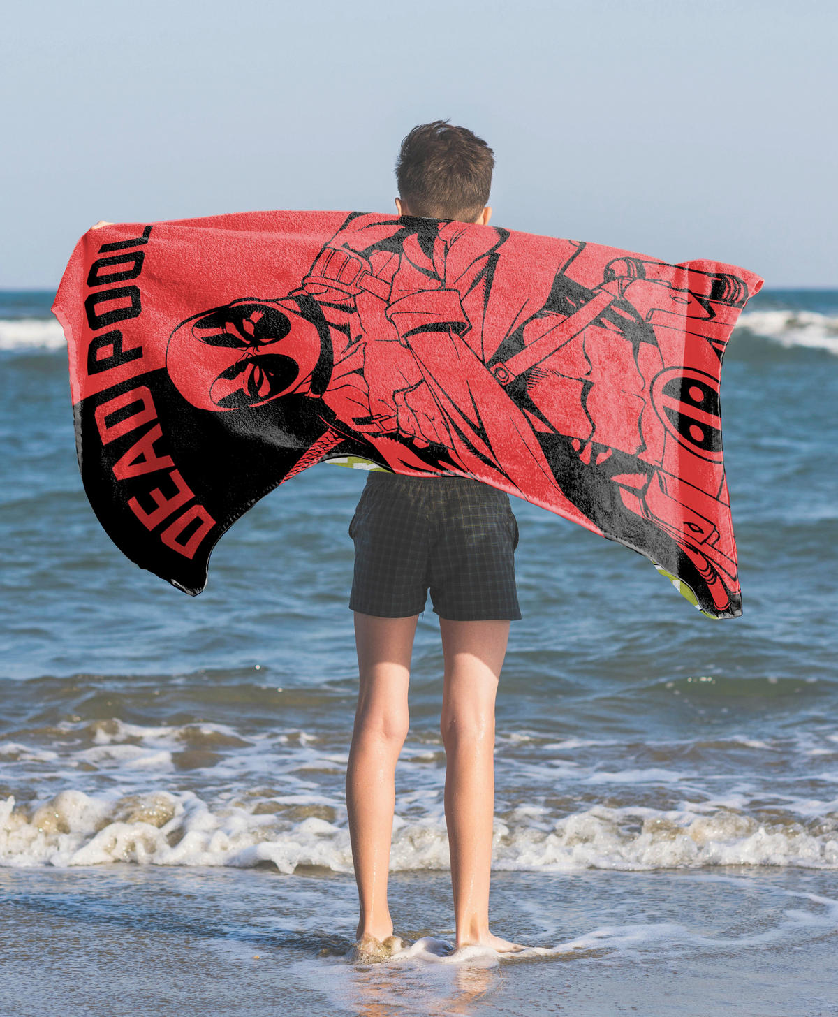 STRANDTUCH Marvel Deadpool Rot 150/70 cm  - Rot, Basics, Textil (150/70cm)