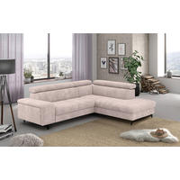 ECKSOFA in Chenille Creme  - Creme/Schwarz, Textil/Metall (262/215cm) - MID.YOU