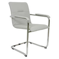 KONFERENCIJSKA STOLICA  siva  metal, koža  - siva/boje kroma, Moderno, koža/metal (55/85/45cm)