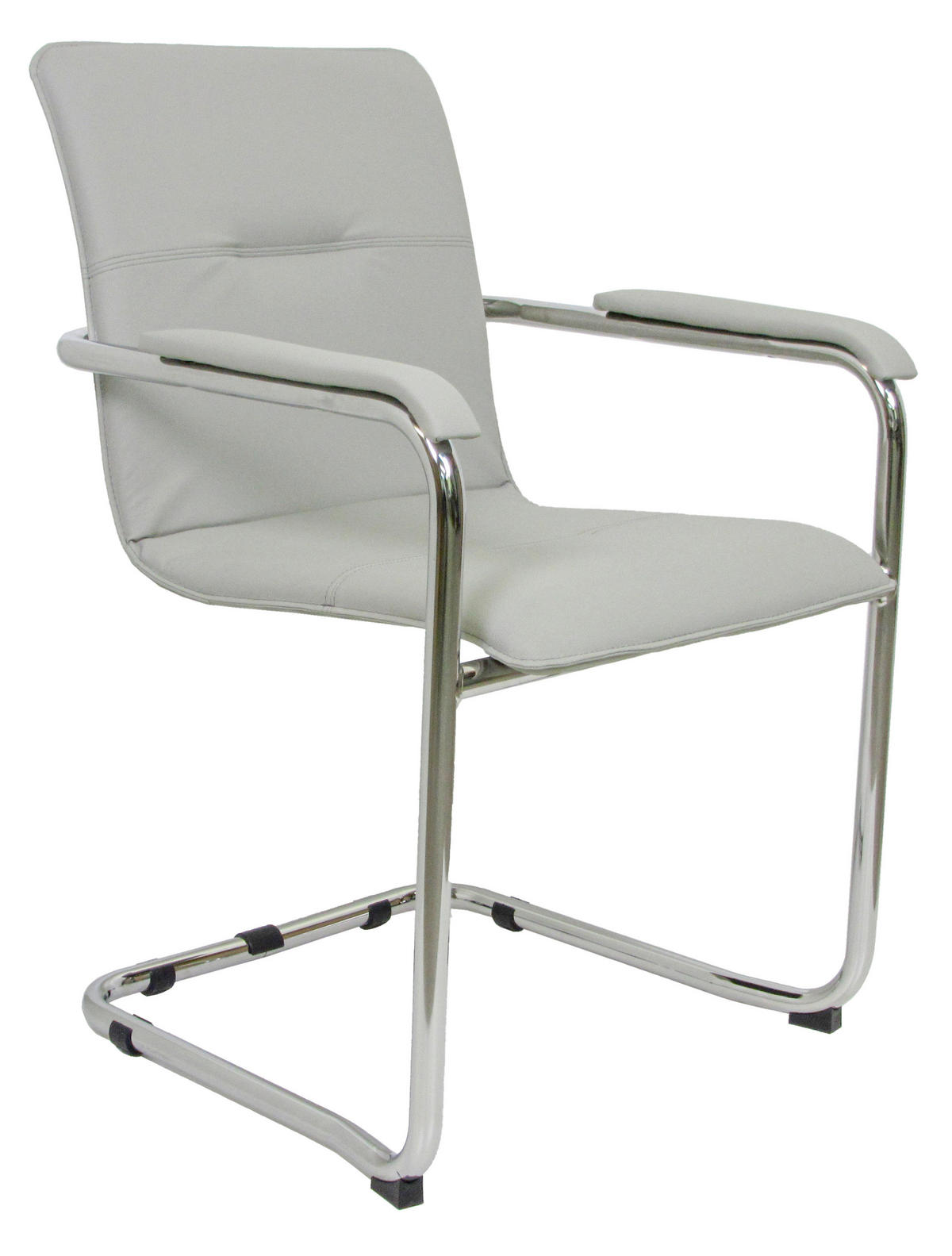 KONFERENCIJSKA STOLICA  siva  metal, koža  - siva/boje kroma, Moderno, koža/metal (55/85/45cm)