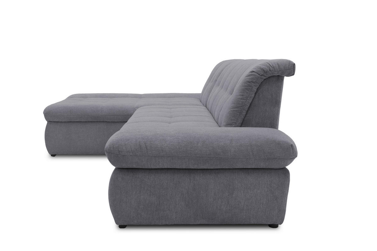 ECKSOFA in Mikrofaser Dunkelgrau  172/300 cm  - Chromfarben/Dunkelgrau, KONVENTIONELL, Textil/Metall (172/300cm) - MID.YOU