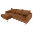 ECKSOFA Rostfarben Flachgewebe  - Rostfarben/Buchefarben, KONVENTIONELL, Holz/Textil (144/230cm) - Carryhome