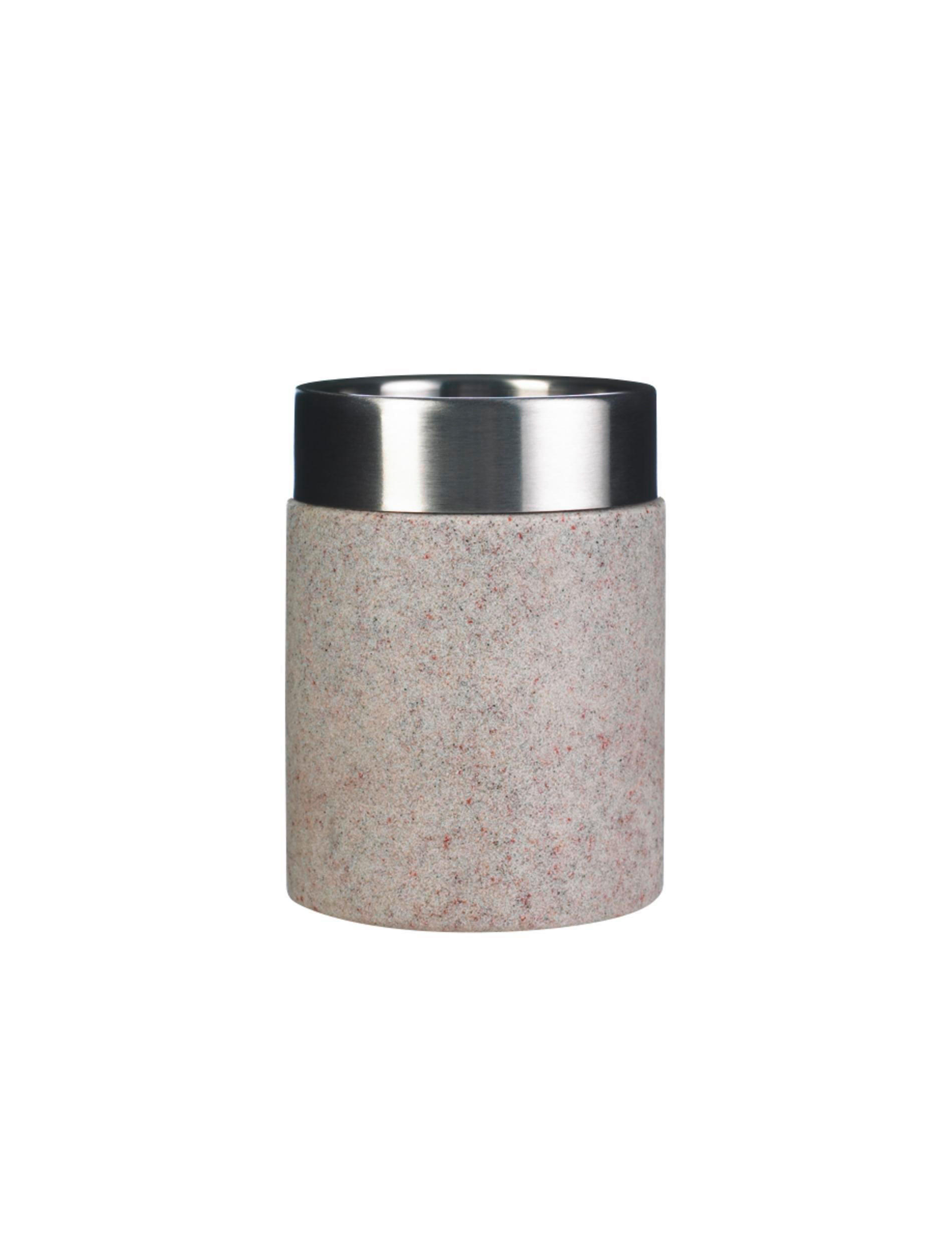 ZAHNPUTZBECHER Metall, Kunststoff  - Beige, Basics, Kunststoff/Metall (7,5/10,4/7,5cm) - Sadena