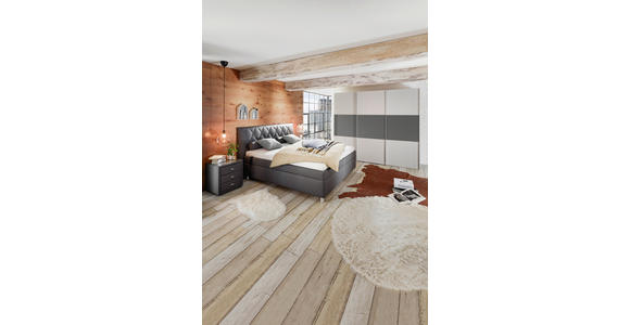 POLSTERBETT 180/200 cm in Anthrazit - Anthrazit/Silberfarben, KONVENTIONELL, Holz/Textil (180/200cm) - Esposa