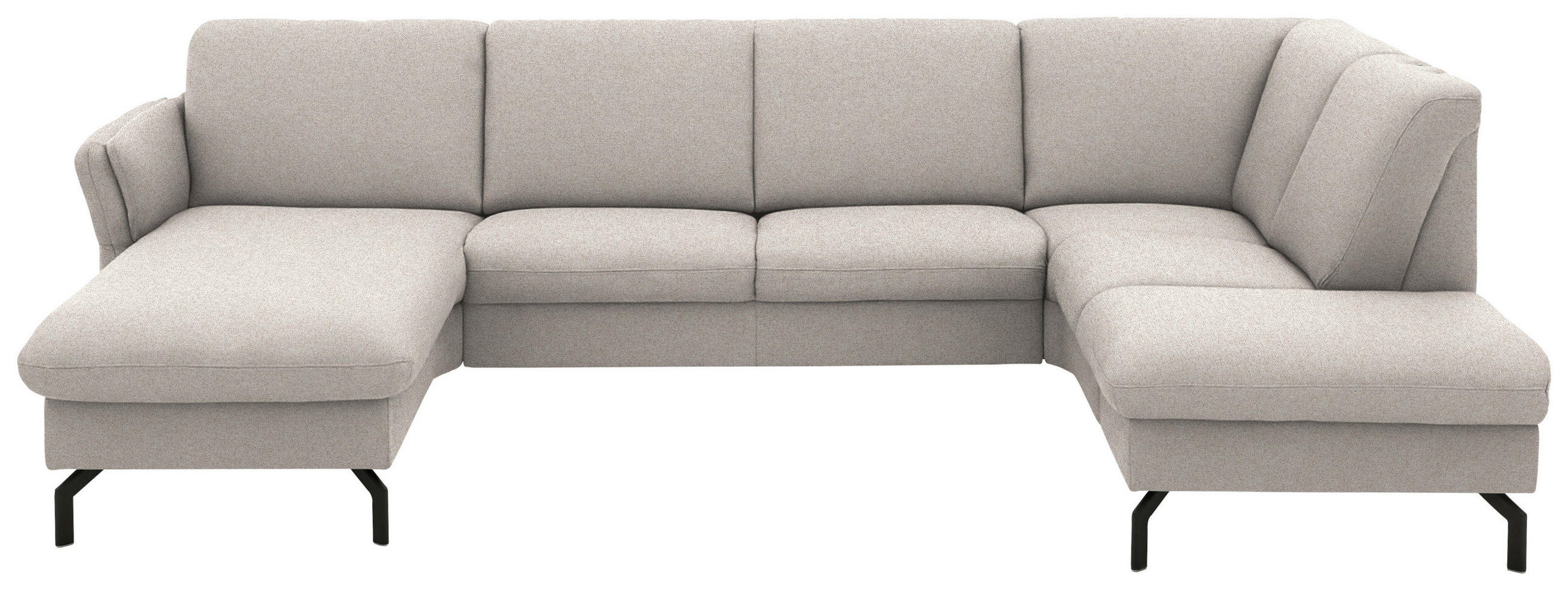 WOHNLANDSCHAFT  in Flachgewebe Beige  - Beige/Schwarz, KONVENTIONELL, Textil/Metall (170/307/190cm) - Beldomo Comfort