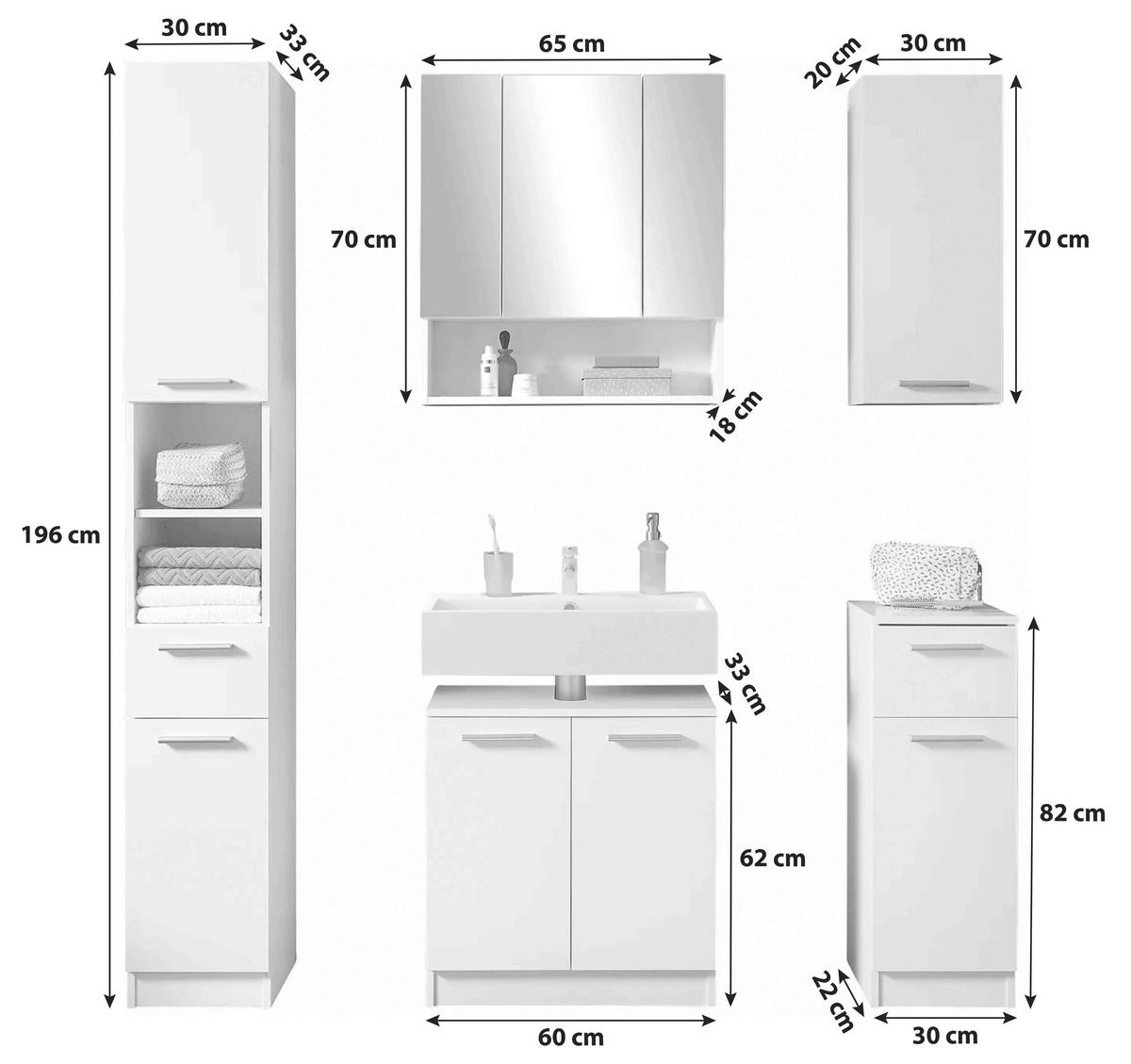 BADEZIMMER  in  - Chromfarben/Schwarz, Basics, Holzwerkstoff/Kunststoff (166/196/33cm) - Xora