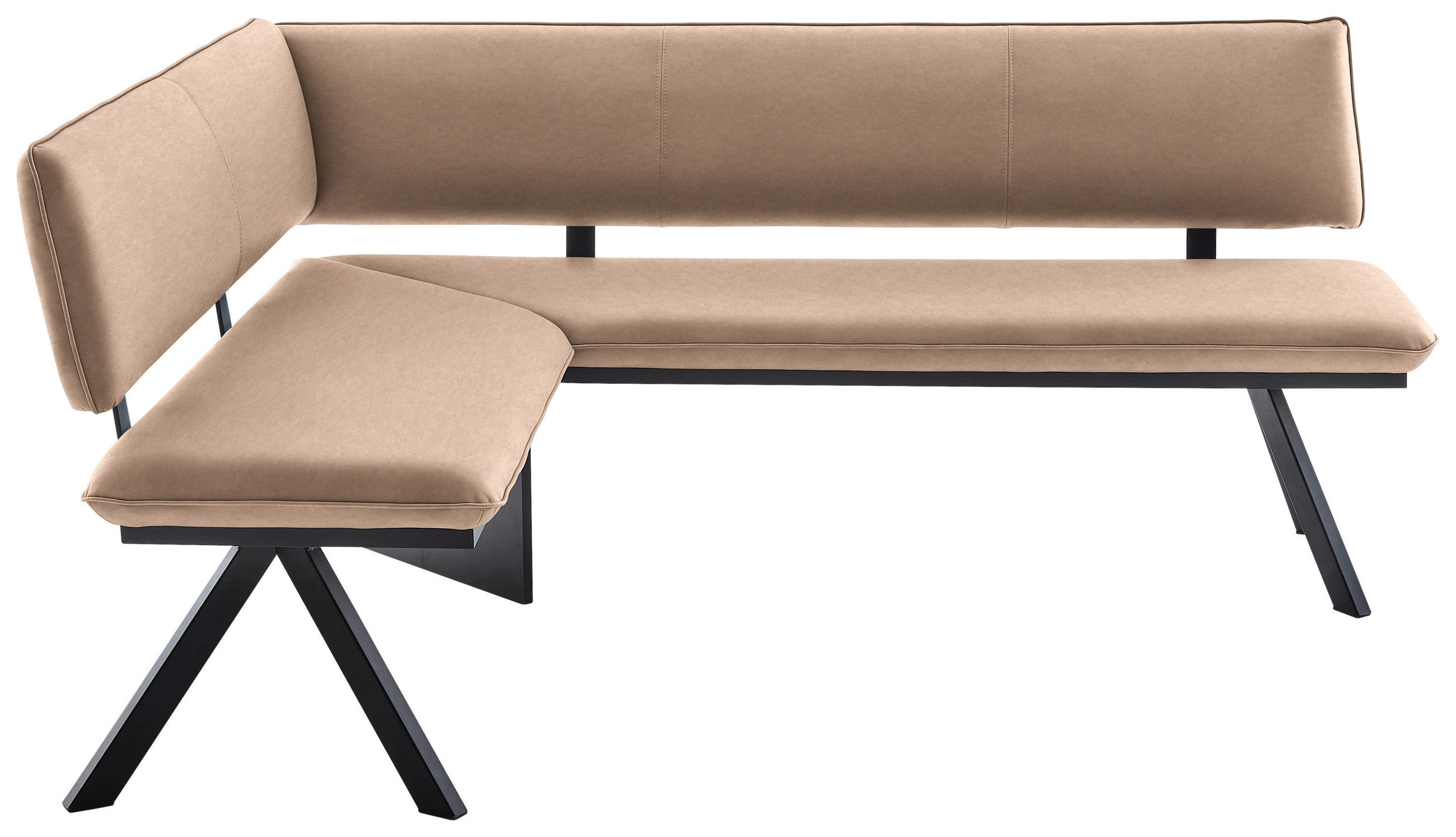 ECKBANK 150/190 cm  in Schwarz, Beige  - Beige/Schwarz, MODERN, Textil/Metall (150/190cm) - Cantus