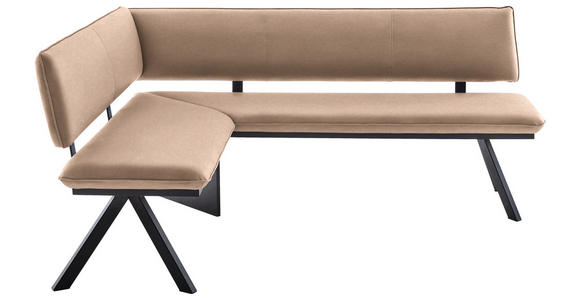 ECKBANK 150/190 cm in Schwarz, Beige - Beige/Schwarz, MODERN, Textil/Metall (150/190cm) - Cantus