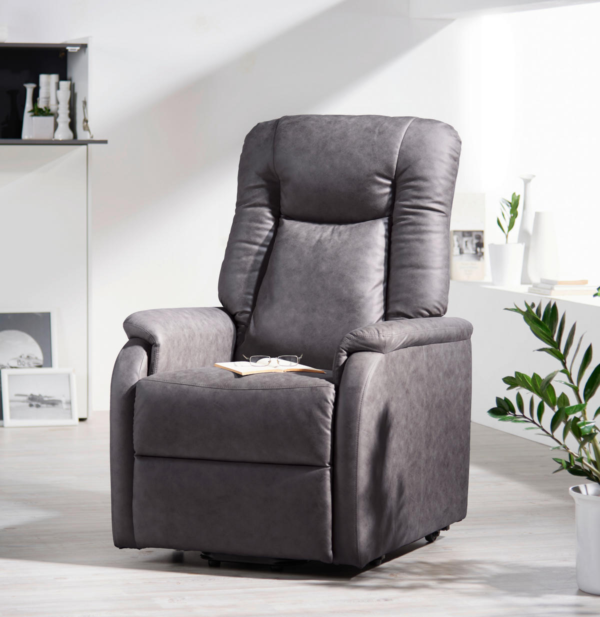 TV KRESLO, kov, textil, tmavosivá - čierna/tmavosivá, Konventionell, kov/textil (75/111/93cm) - Cantus