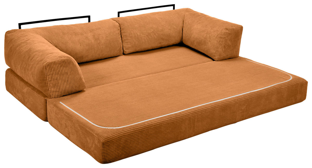 SCHLAFSOFA Cord Kupferfarben  - Kupferfarben, KONVENTIONELL, Textil/Metall (200/77/80cm) - Carryhome