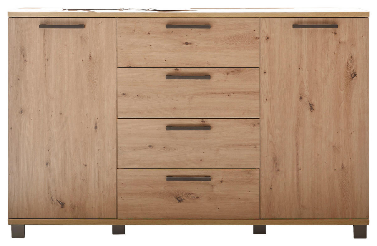 KOMMODE  in 150/95/38 cm  - Eichefarben/Graphitfarben, Design, Holzwerkstoff/Kunststoff (150/95/38cm) - Carryhome
