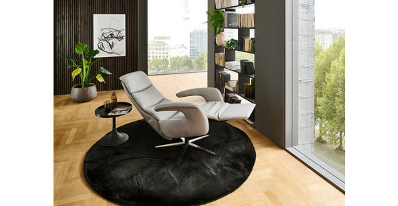 RELAXSESSEL in Leder Greige  - Edelstahlfarben/Greige, Design, Leder/Metall (76/119/86cm) - Dieter Knoll