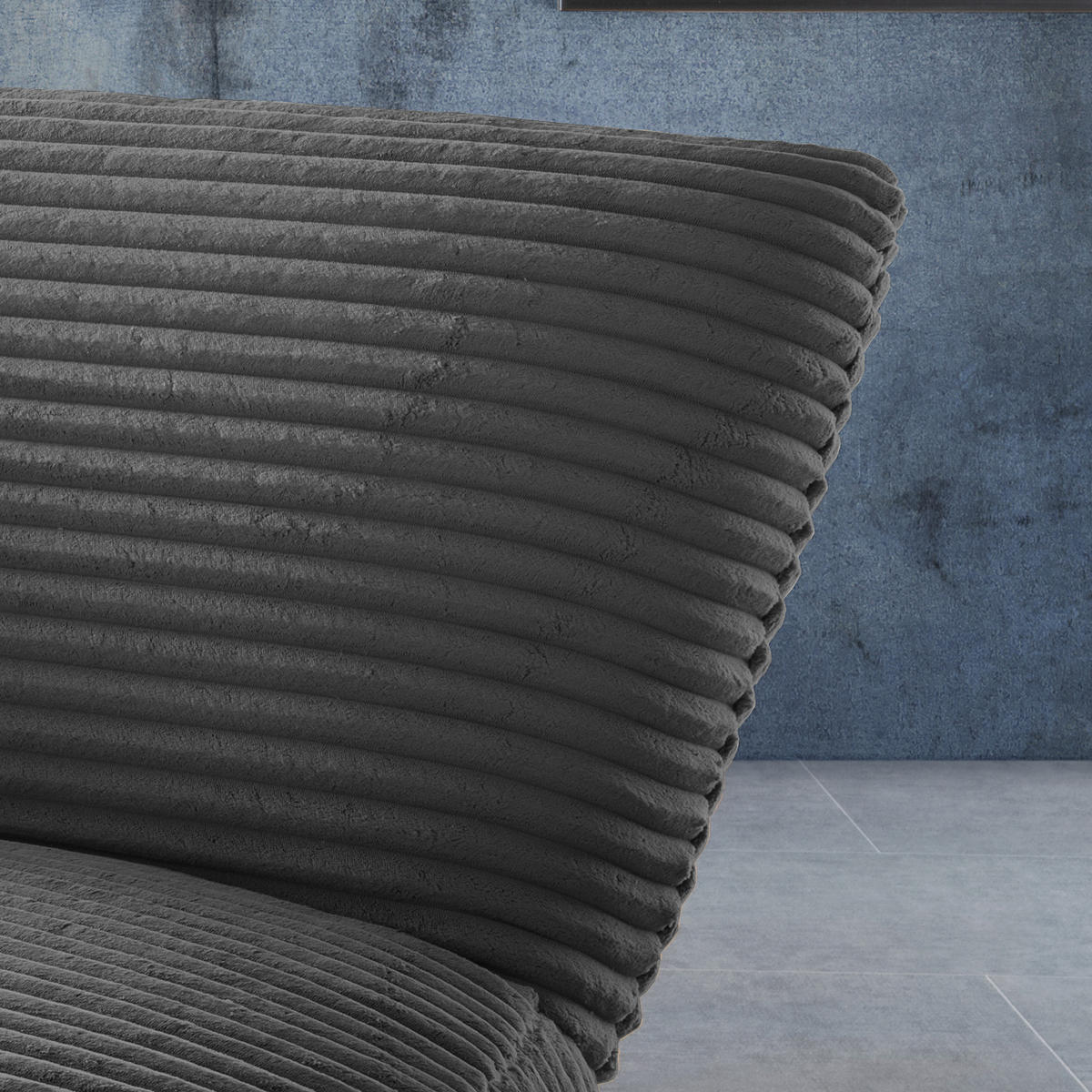 XXL-SESSEL in Cord Anthrazit  - Anthrazit/Schwarz, Trend, Textil/Metall (95/77/94cm) - Livetastic