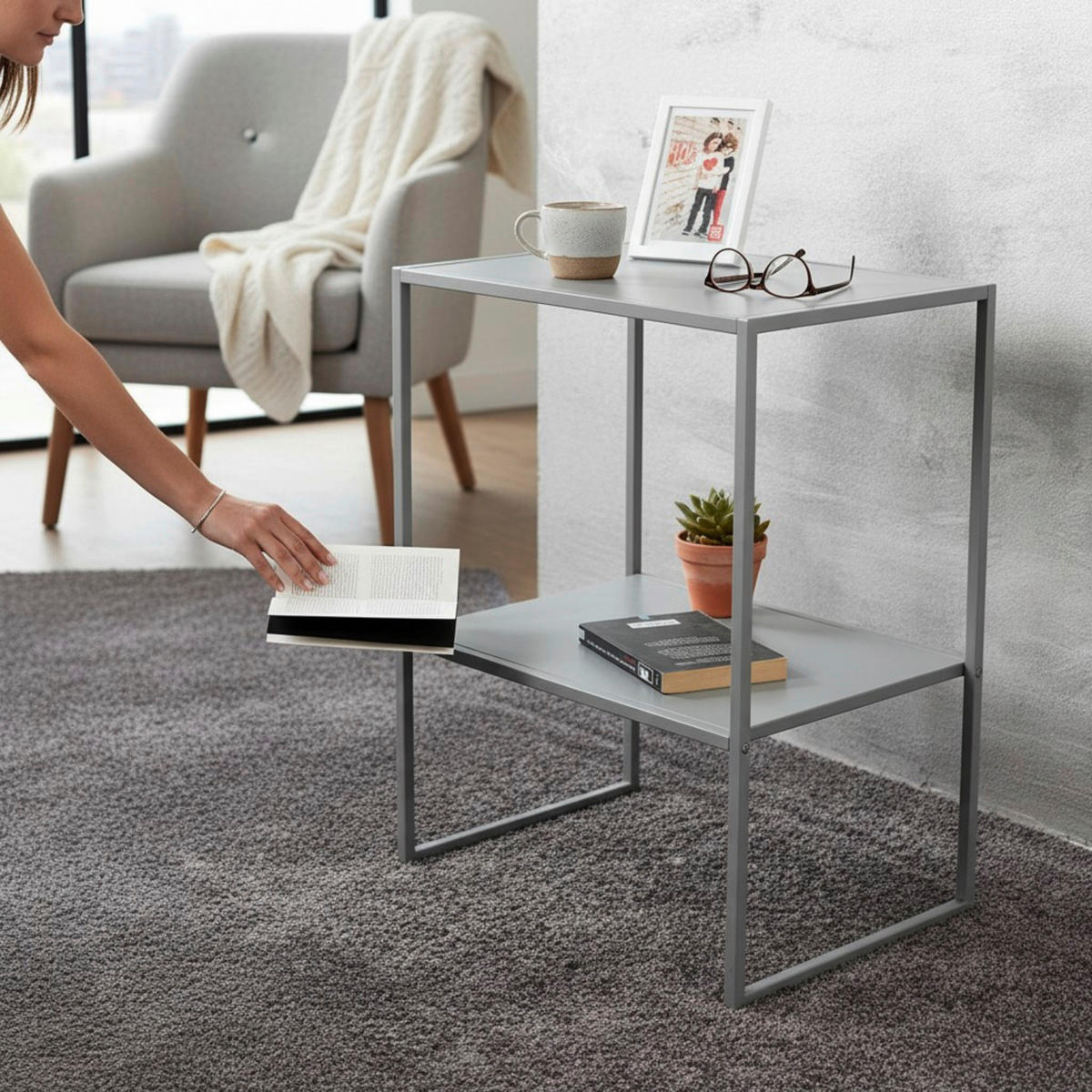 BEISTELLTISCH 45/35/60 cm Grau rechteckig  - Grau, Trend, Metall (45/35/60cm)