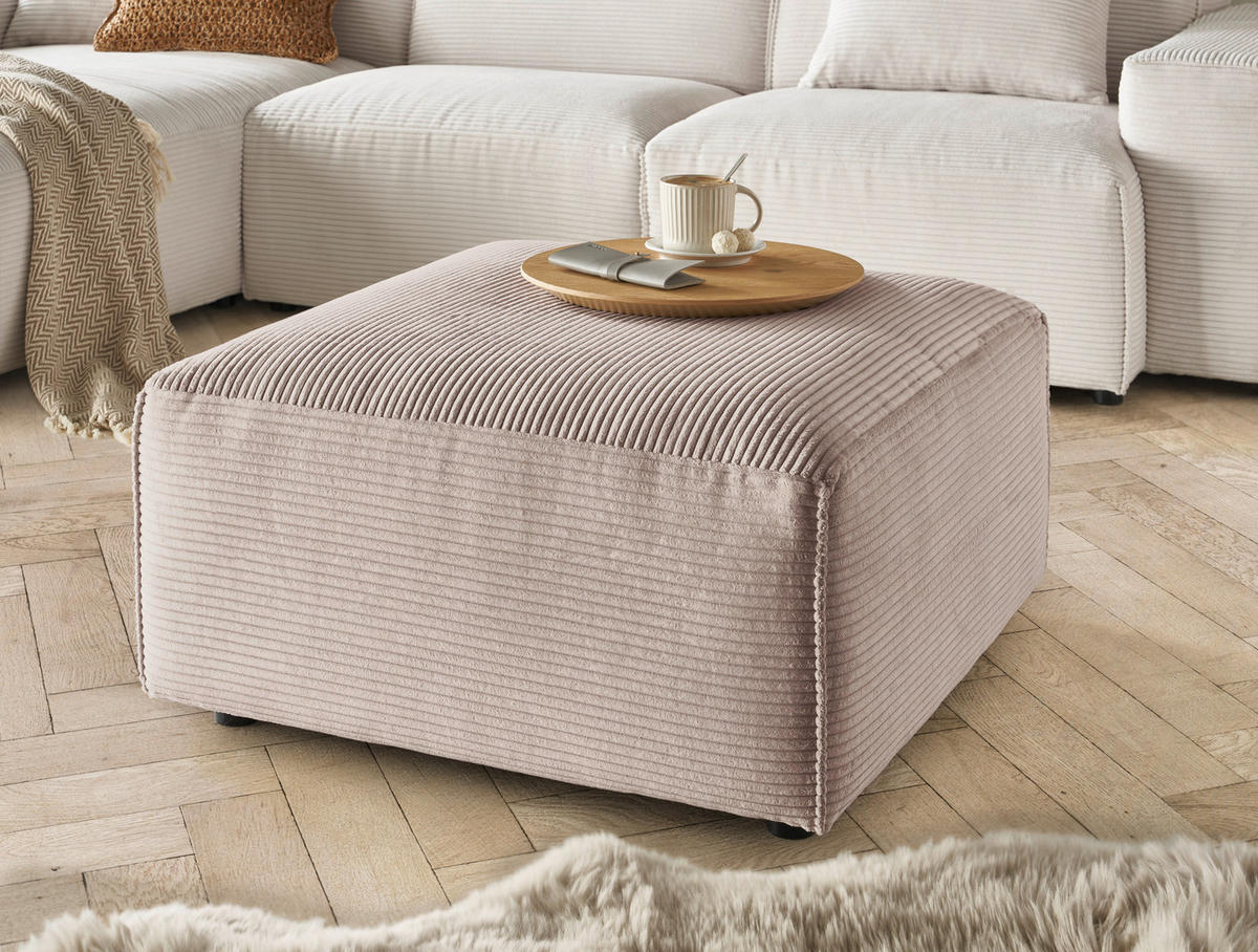 HOCKER in Textil Taupe  - Taupe/Schwarz, Design, Kunststoff/Textil (80/71/80cm) - Pure Home Lifestyle