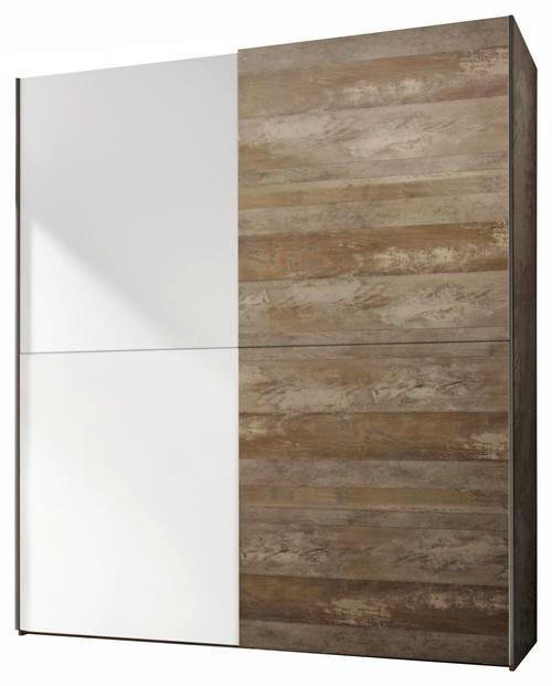 ORMAR S KLIZNIM VRATIMA boje hrasta   - bijela/boje hrasta, Lifestyle, drvni materijal/metal (170/195/62cm) - Carryhome