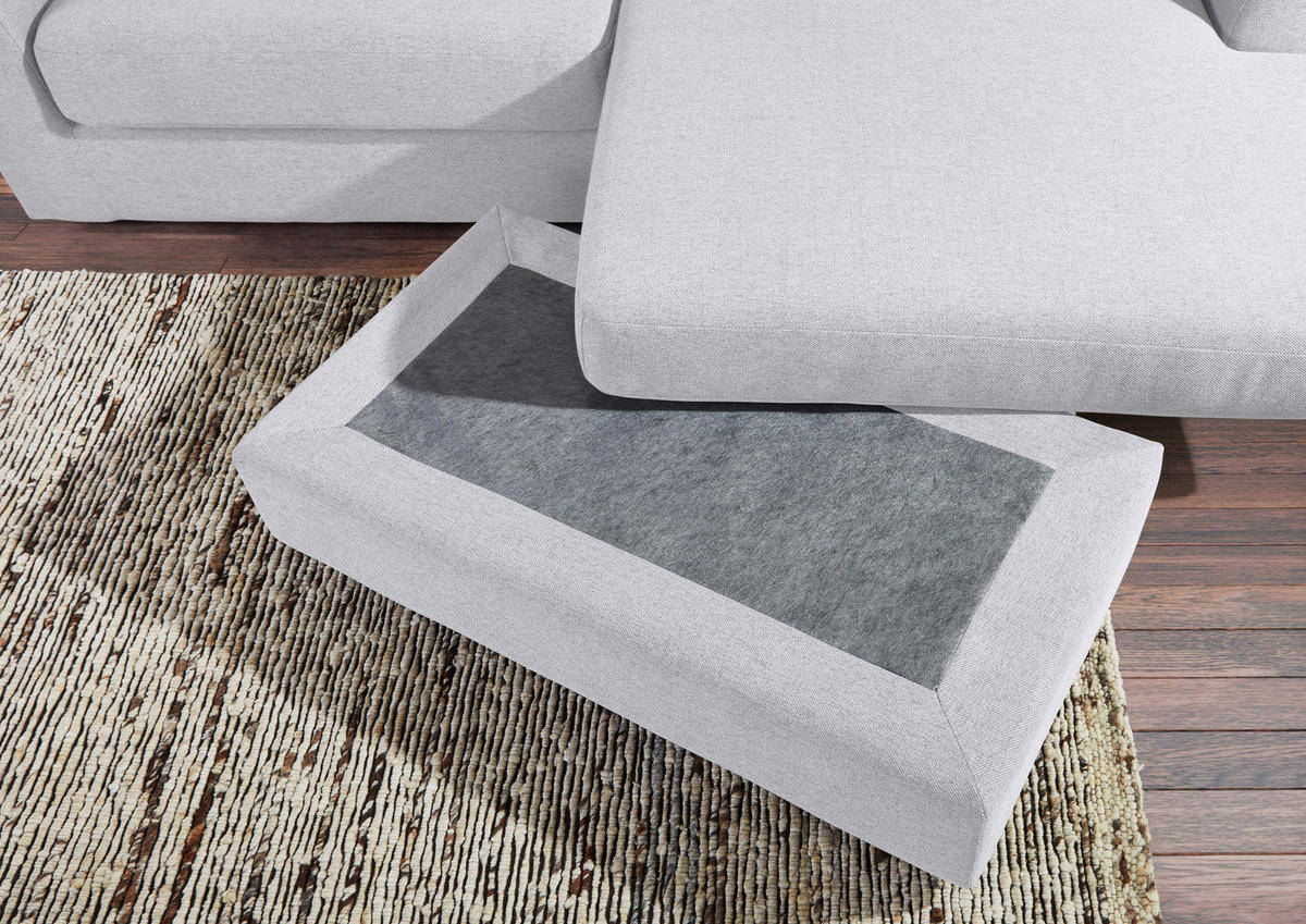 ECKSOFA Grauweiß Flachgewebe  - Grauweiß/Schwarz, Design, Kunststoff/Textil (235/175cm) - home24