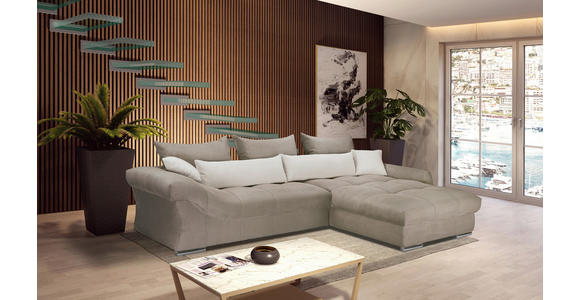 ECKSOFA Naturfarben, Taupe Cord  - Taupe/Chromfarben, KONVENTIONELL, Textil/Metall (335/225cm) - Carryhome