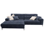 ECKSOFA  in Flachgewebe Dunkelblau  207/296 cm  - Schwarz/Dunkelblau, Design, Textil/Metall (207/296cm) - Dieter Knoll