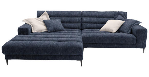 ECKSOFA  in Flachgewebe Dunkelblau  207/296 cm  - Schwarz/Dunkelblau, Design, Textil/Metall (207/296cm) - Dieter Knoll