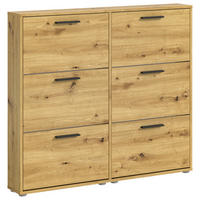 CIPELARNIK SA NAGIBNIM VRATIMA  hrast artisan  pločasti materijal     - siva/crna, Dizajnerski, pločasti materijal/plastika (116/103/17cm) - Carryhome