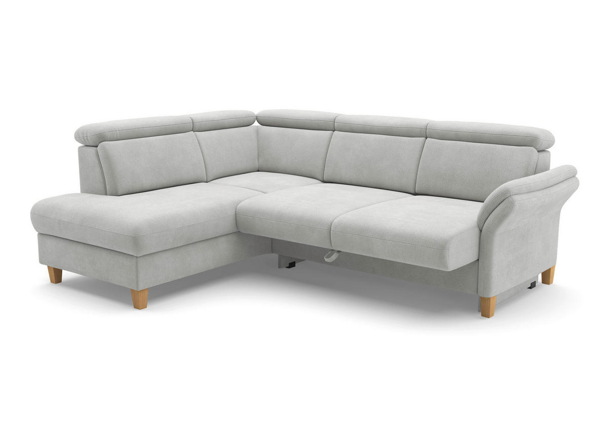 ECKSOFA GLENDALE E Silberfarben Flachgewebe  - Eichefarben/Silberfarben, KONVENTIONELL, Holz/Textil (193/247cm) - Sit & More