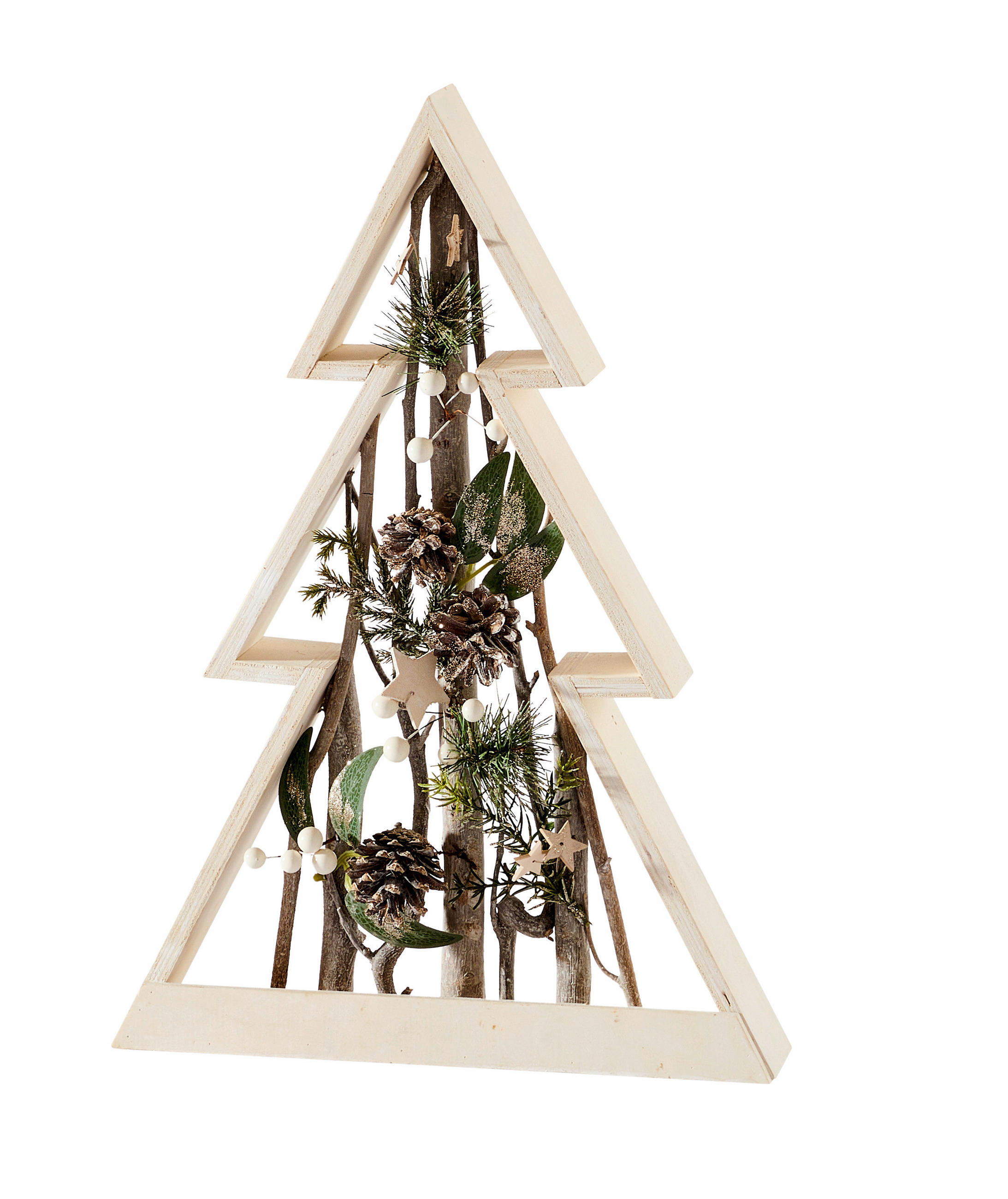 DEKOBAUM  - Waldgrün/Weiß, LIFESTYLE, Naturmaterialien/Holz (32/45/5,5cm) - X-Mas