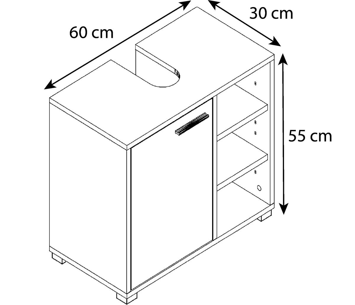 WASCHBECKENUNTERSCHRANK 60/54,8/30 cm  - Weiss/Schwarz, Modern, Holzwerkstoff/Kunststoff (60/54,8/30cm) - MID.YOU