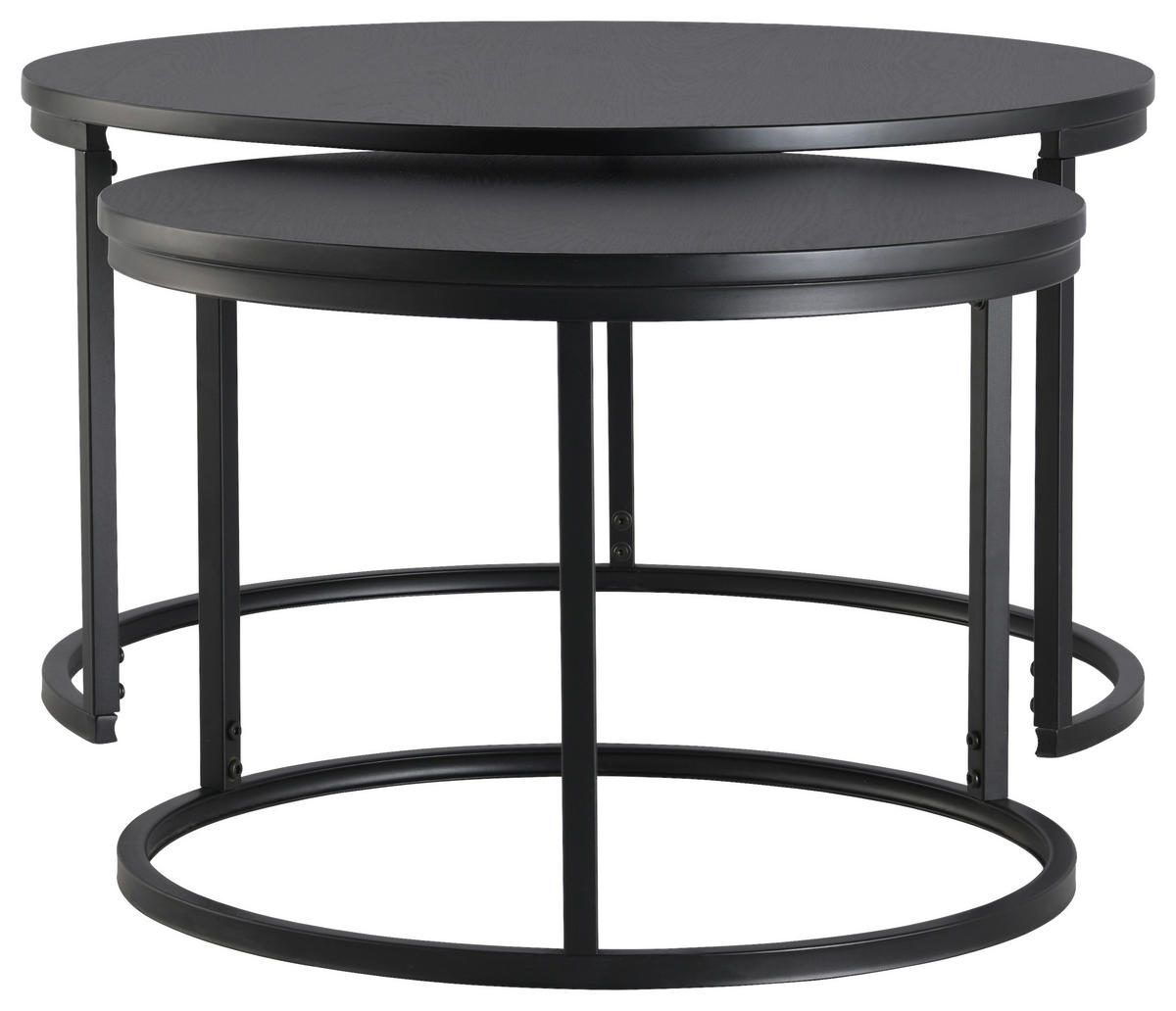 COUCHTISCHSET rund Schwarz  - Schwarz, Design, Holzwerkstoff/Metall (80/60/45/42/80/60cm) - MID.YOU