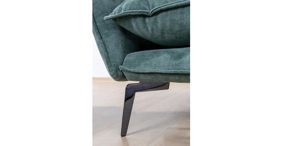 ECKSOFA in Webstoff Grün  - Schwarz/Grün, Design, Textil/Metall (338/165cm) - Hom`in