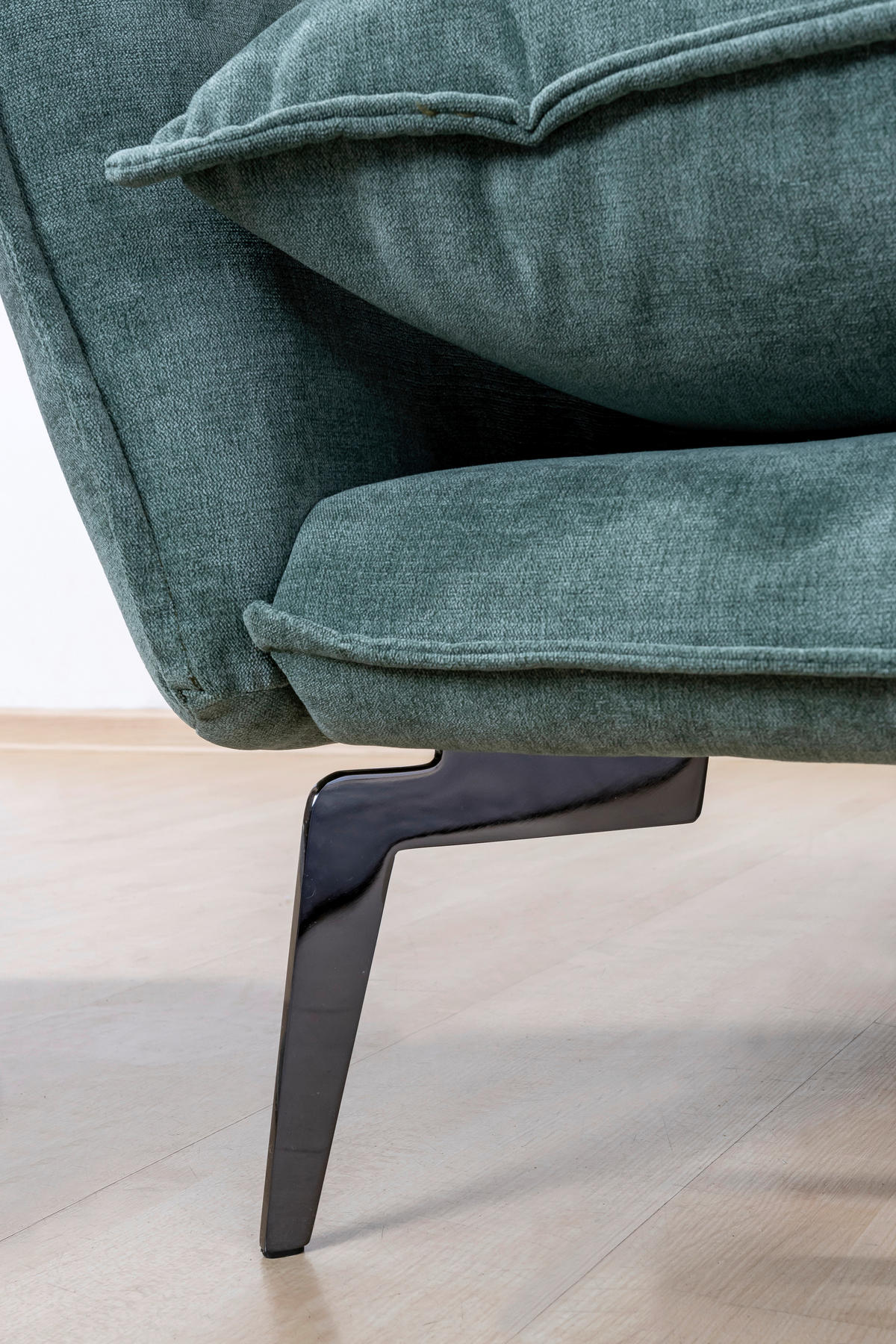 ECKSOFA in Webstoff Grün  - Schwarz/Grün, Design, Textil/Metall (338/165cm) - Hom`in