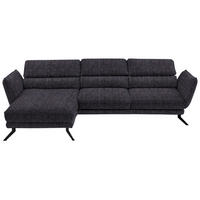 ECKSOFA in Velours Anthrazit  - Anthrazit/Schwarz, Design, Textil/Metall (153/283cm) - Valdera