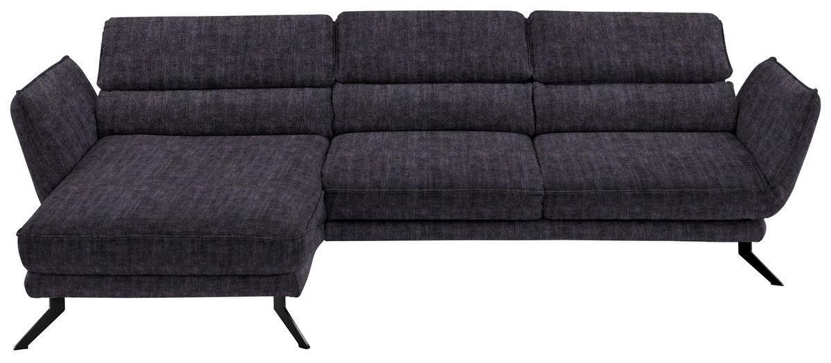 ECKSOFA in Velours Anthrazit  - Anthrazit/Schwarz, Design, Textil/Metall (153/283cm) - Valdera