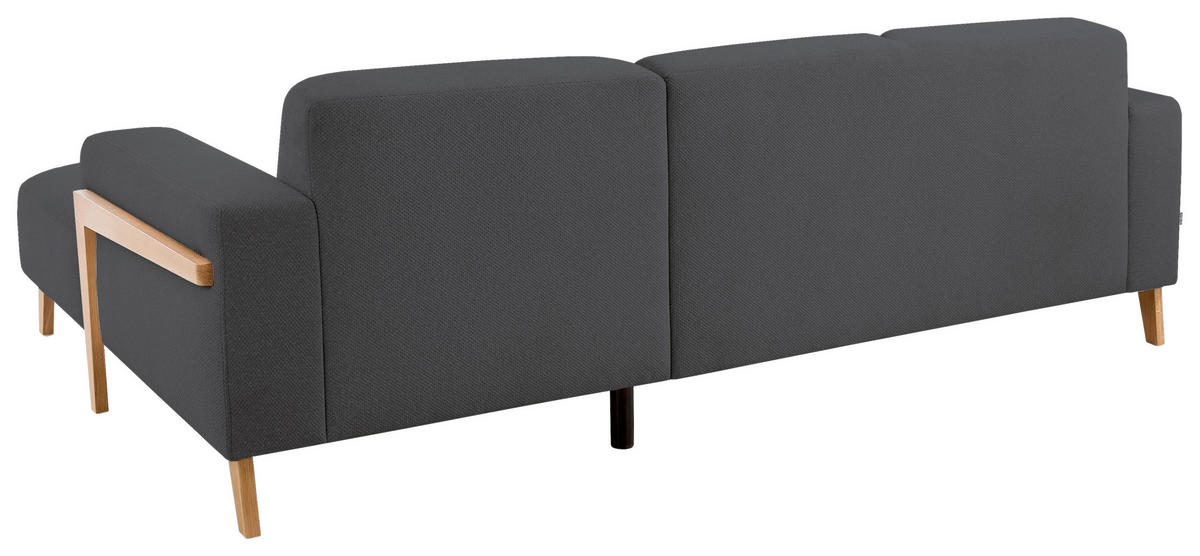 ECKSOFA in Struktur Anthrazit  - Eichefarben/Anthrazit, Design, Holz/Textil (250/163cm) - Stylife