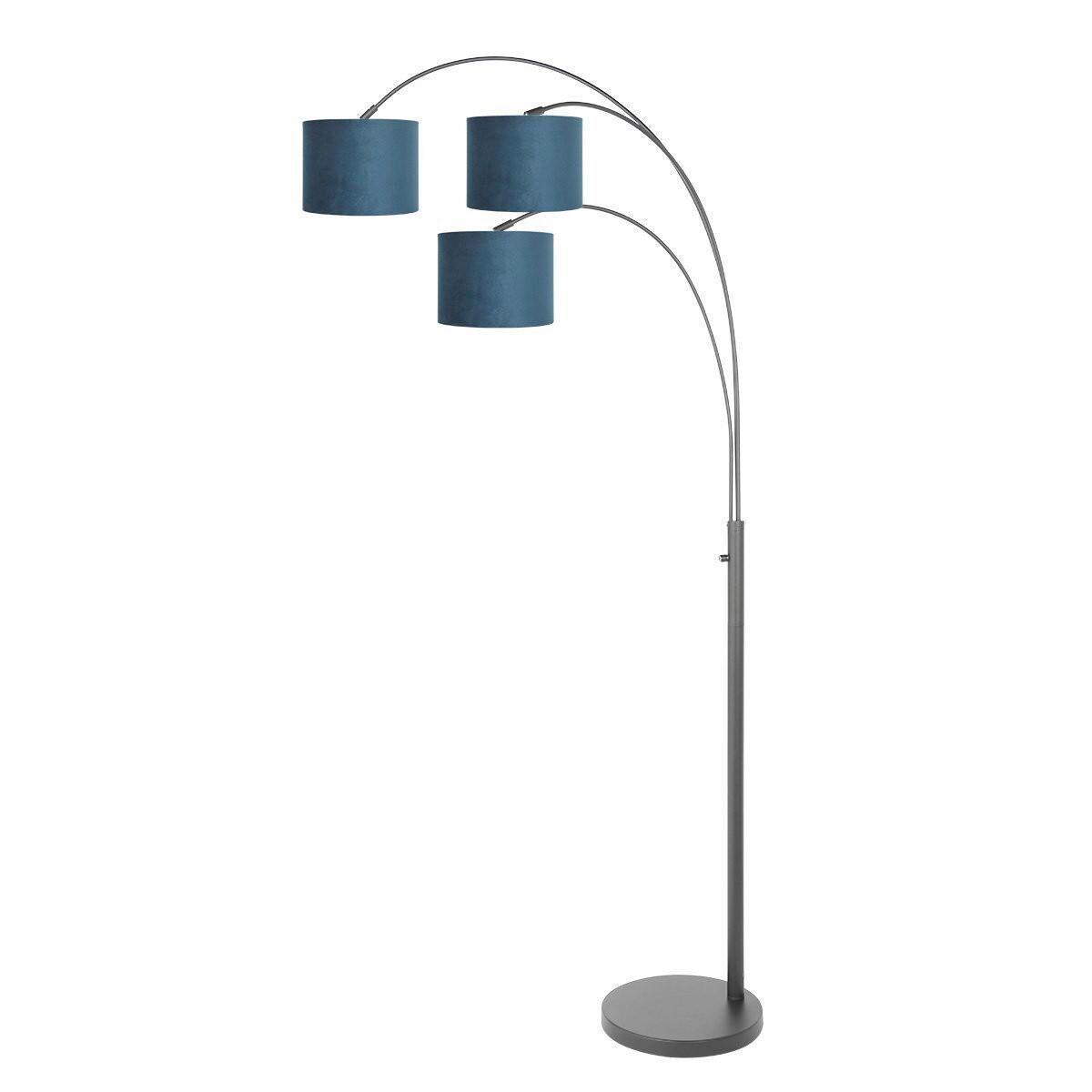 STEHLEUCHTE SPARKLED LIGHT 30/180/75 cm  - Blau/Schwarz, Trend, Leder/Metall (30/180/75cm)