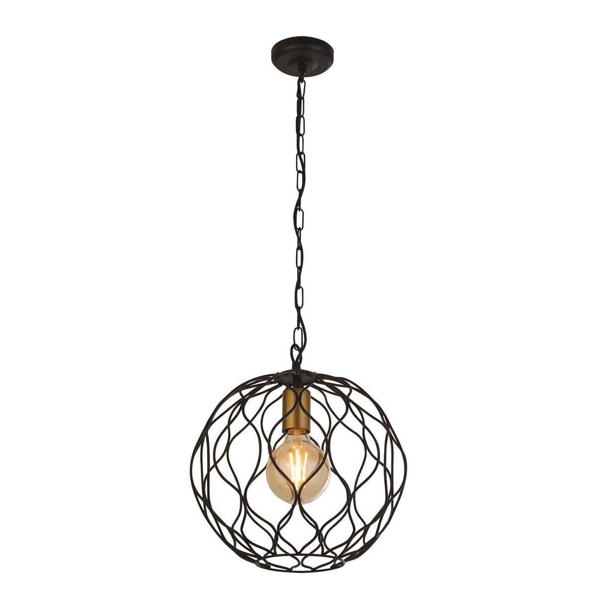 HÄNGLAMPA Finesse 31.5/33 cm  - svart/guldfärgad, Modern, metall (31.5/33cm)