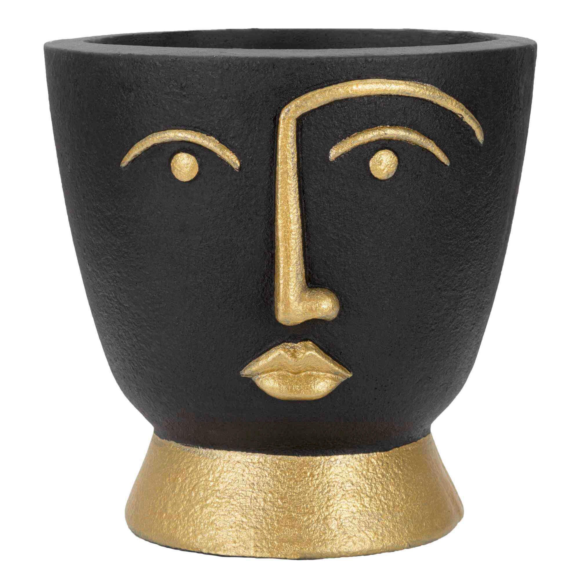 Vase Tribal B  - Goldfarben/Schwarz, Basics, Kunststoff (25/25/25cm)