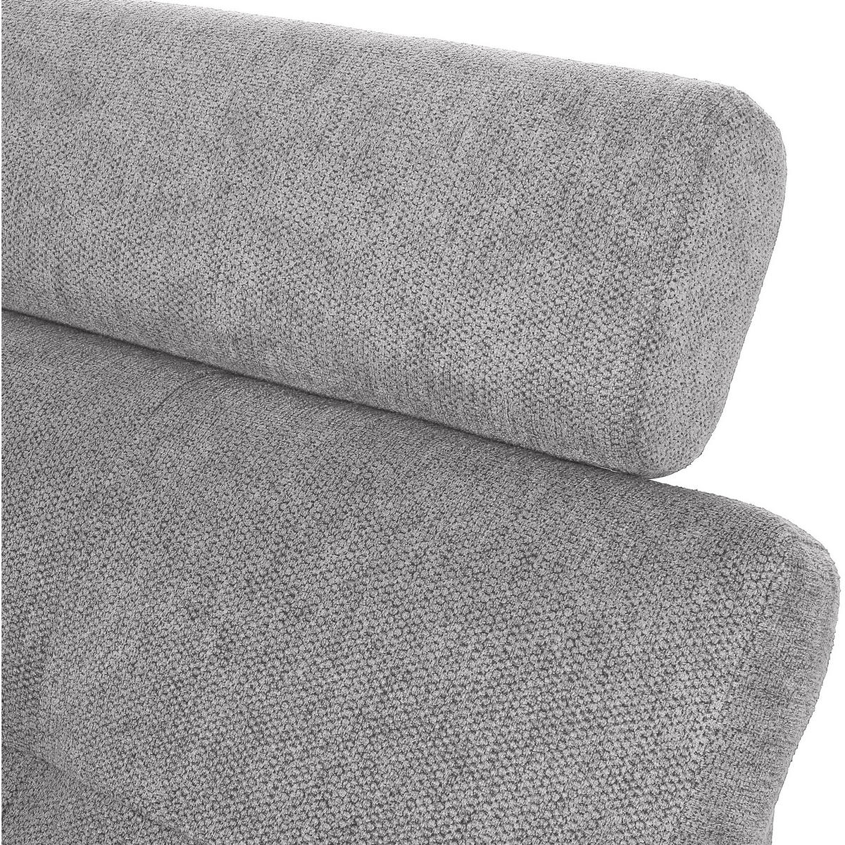 WOHNLANDSCHAFT in Flachgewebe Hellgrau  - Chromfarben/Hellgrau, Konventionell, Kunststoff/Textil (217/338/180cm) - Hom`in