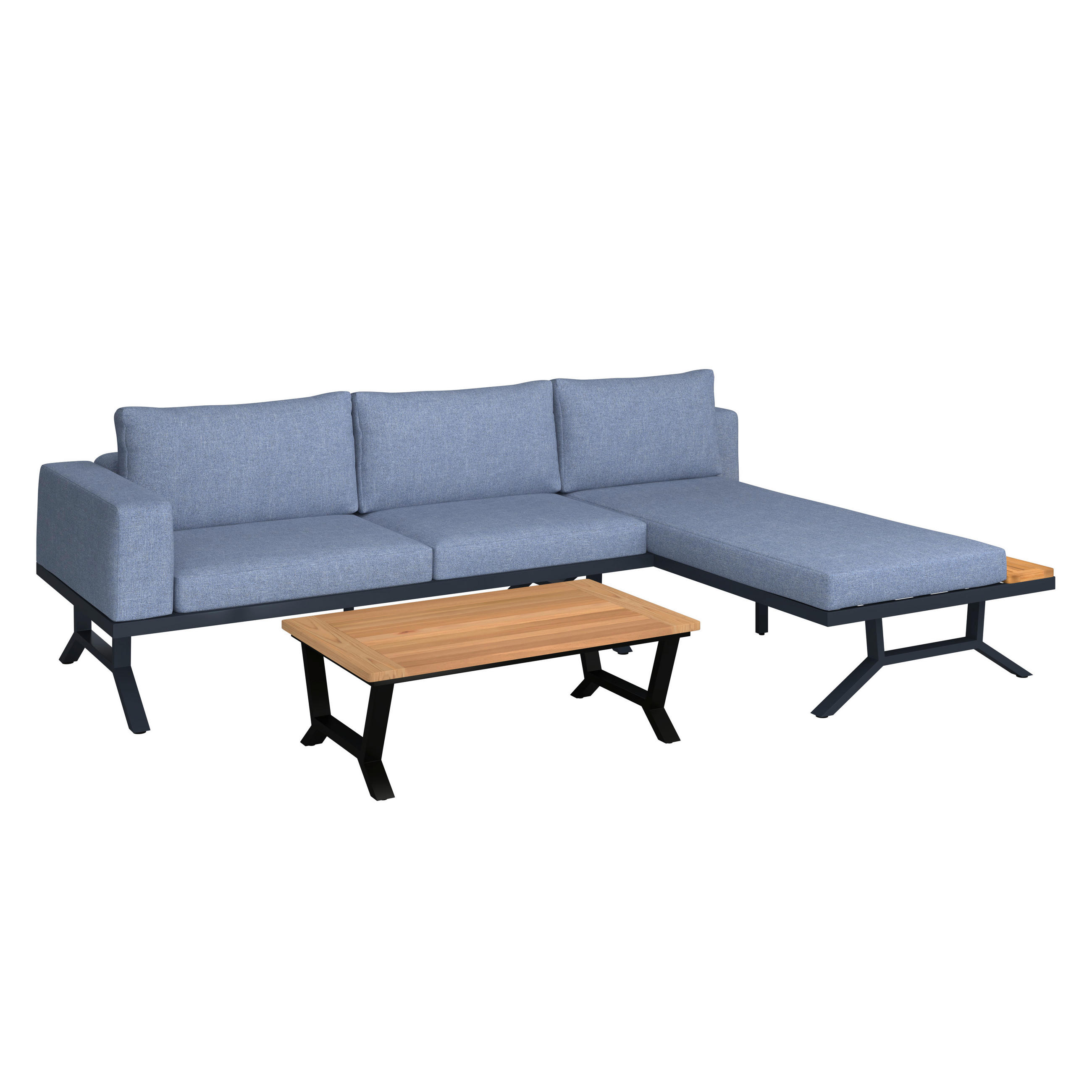 ZAHRADNÍ SEDACÍ SOUPRAVA dřevo, kov - černá, Moderní, kov/dřevo - Ambia Garden