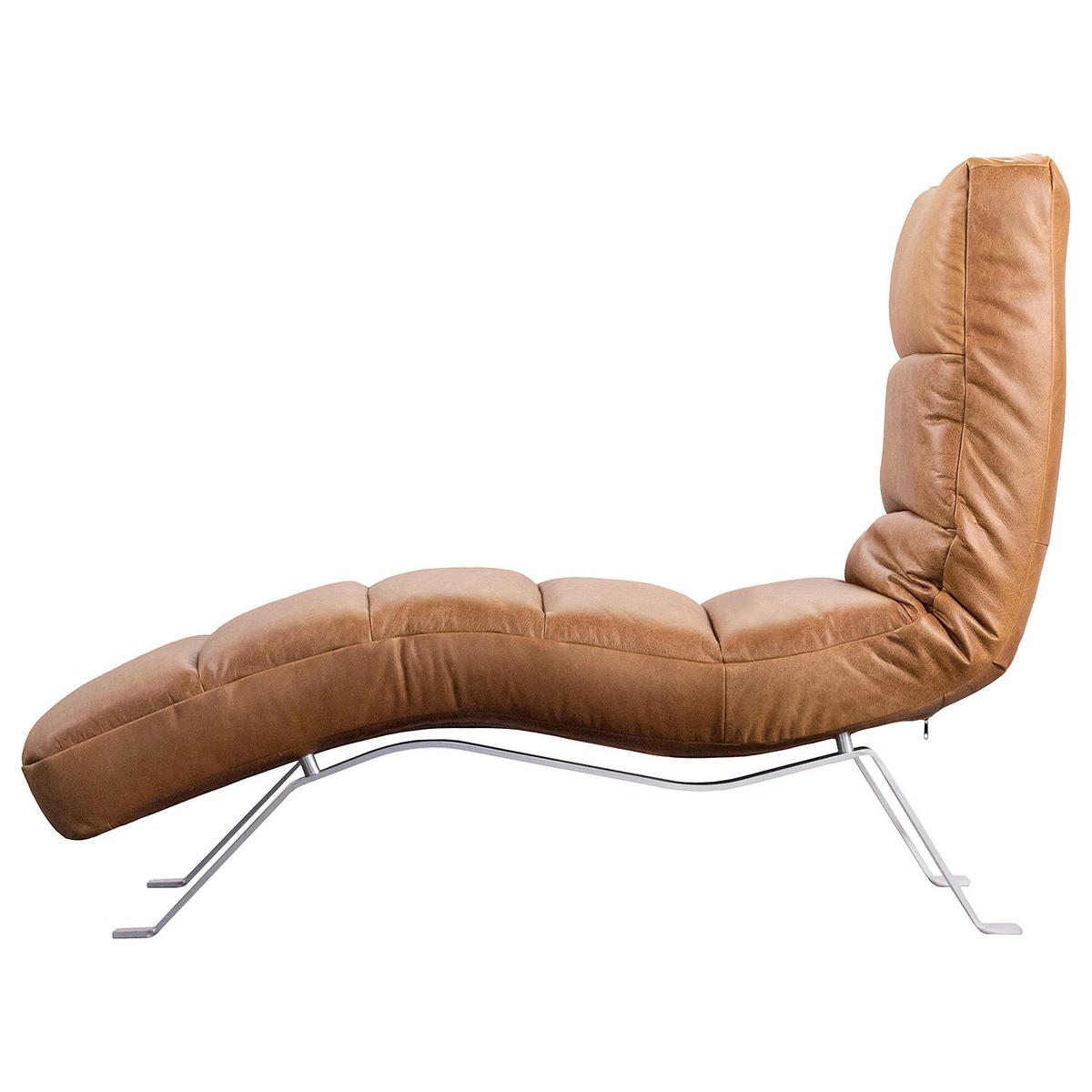 RELAXLIEGE Echtleder Cognac  - Cognac/Silberfarben, Design, Leder/Metall (65/65-95/171cm) - Livetastic