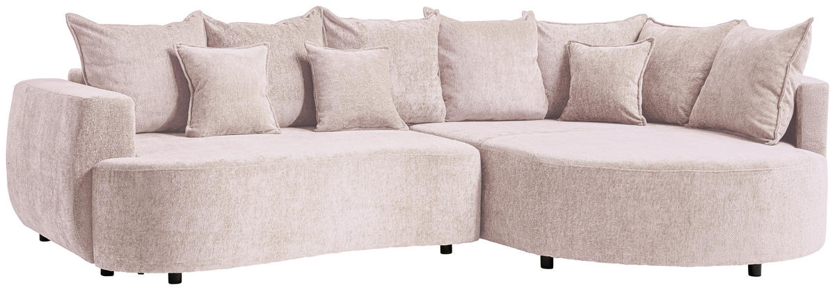 ECKSOFA Beige Chenille  - Beige/Schwarz, Design, Kunststoff/Textil (307/194cm) - Carryhome